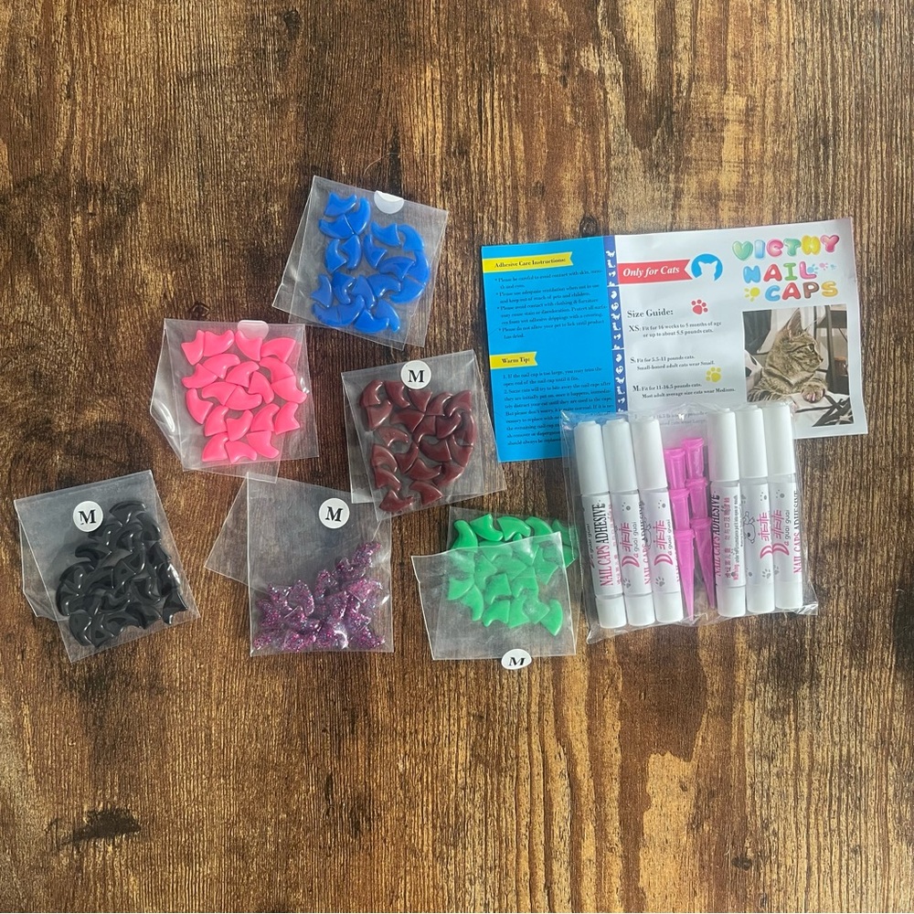 New! Colorful Cat Claw Caps Set-  Size Medium